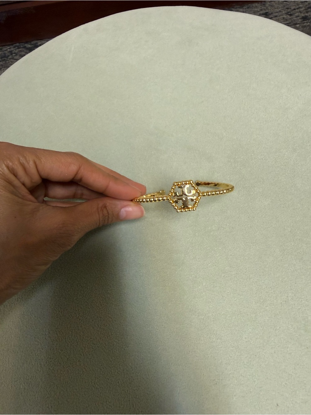 Tory Burch Gold Logo Open Cuff Bracelet - Picture 3 of 3
